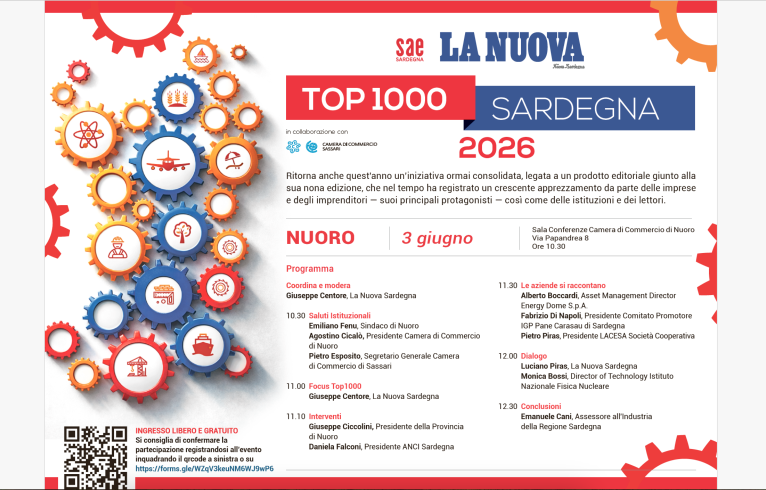 Visualizza il contenuto: Top 1000 Sardegna 2026: a Nuoro la presentazione del report sulle principali imprese dell’Isola
