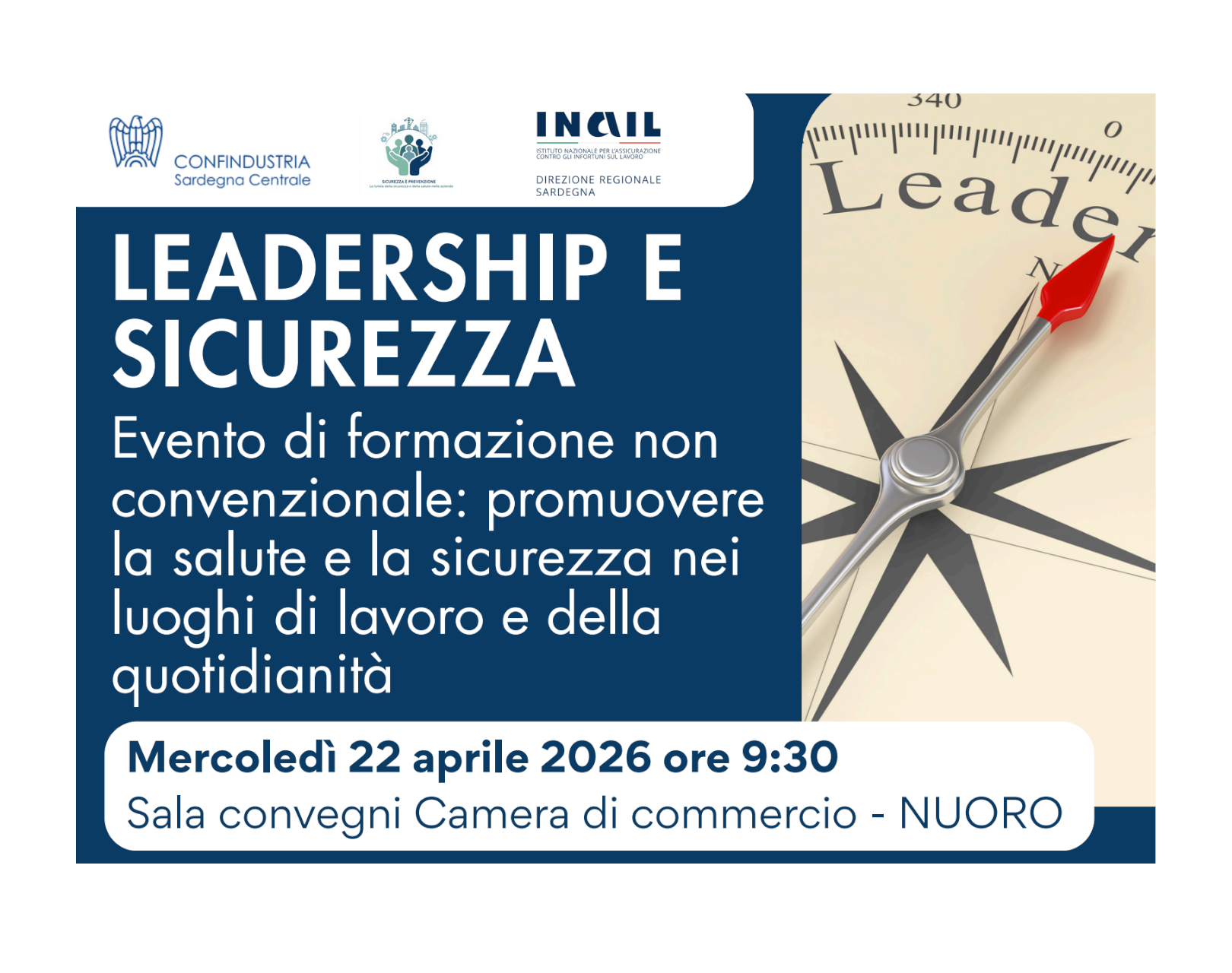 Visualizza il contenuto: Salute e sicurezza sul lavoro: a Nuoro un seminario con Davide Scotti sulla leadership nella prevenzione | 22/04 ore 9:30