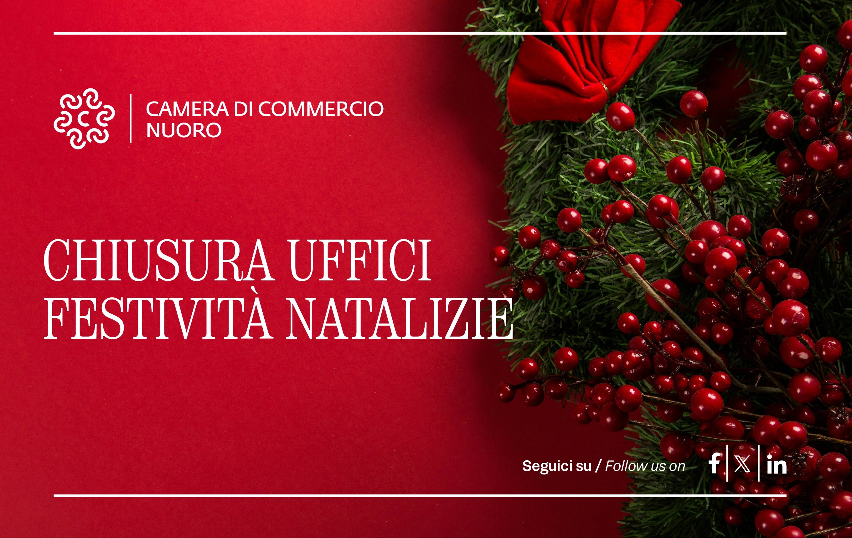 Visualizza il contenuto: Chiusura uffici camerali durante le festività natalizie