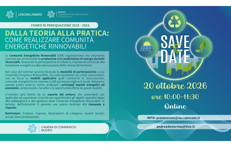 Visualizza il contenuto: Transizione energetica: webinar “Dalla teoria alla pratica: come realizzare Comunità Energetiche Rinnovabili” | 20 ottobre 2026