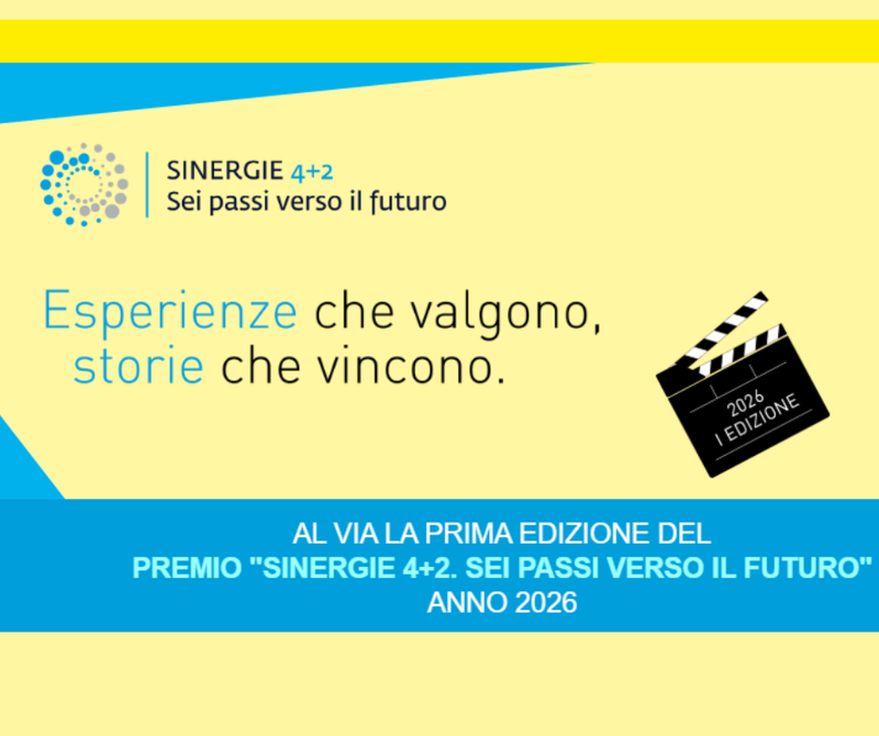 Visualizza il contenuto: Premio “Sinergie 4+2. Sei passi verso il futuro”: aperte le candidature per scuole e percorsi della filiera tecnologico-professionale. Candidature entro il 30/06