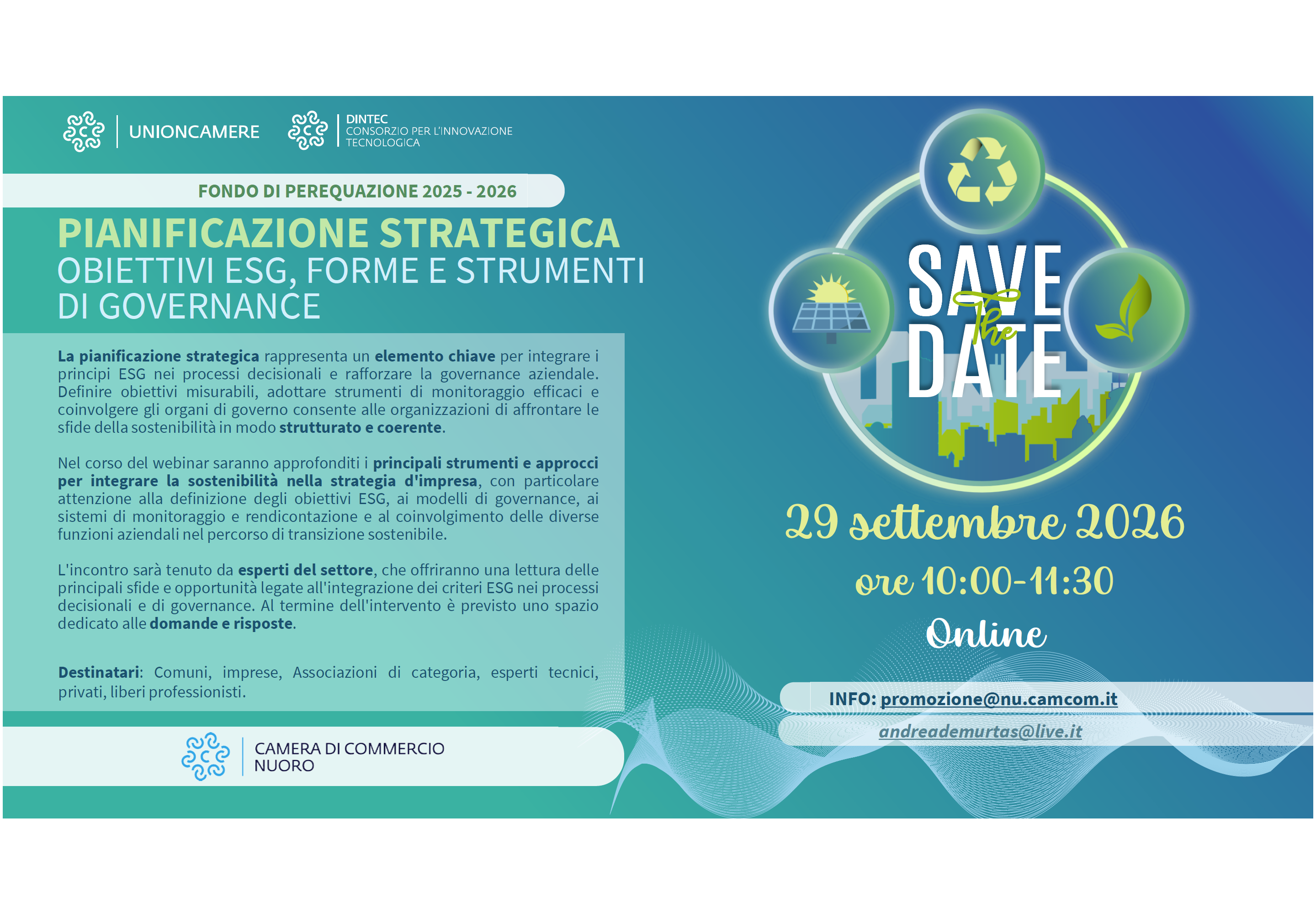 Visualizza il contenuto: Pianificazione strategica e obiettivi ESG: webinar online il 29 settembre