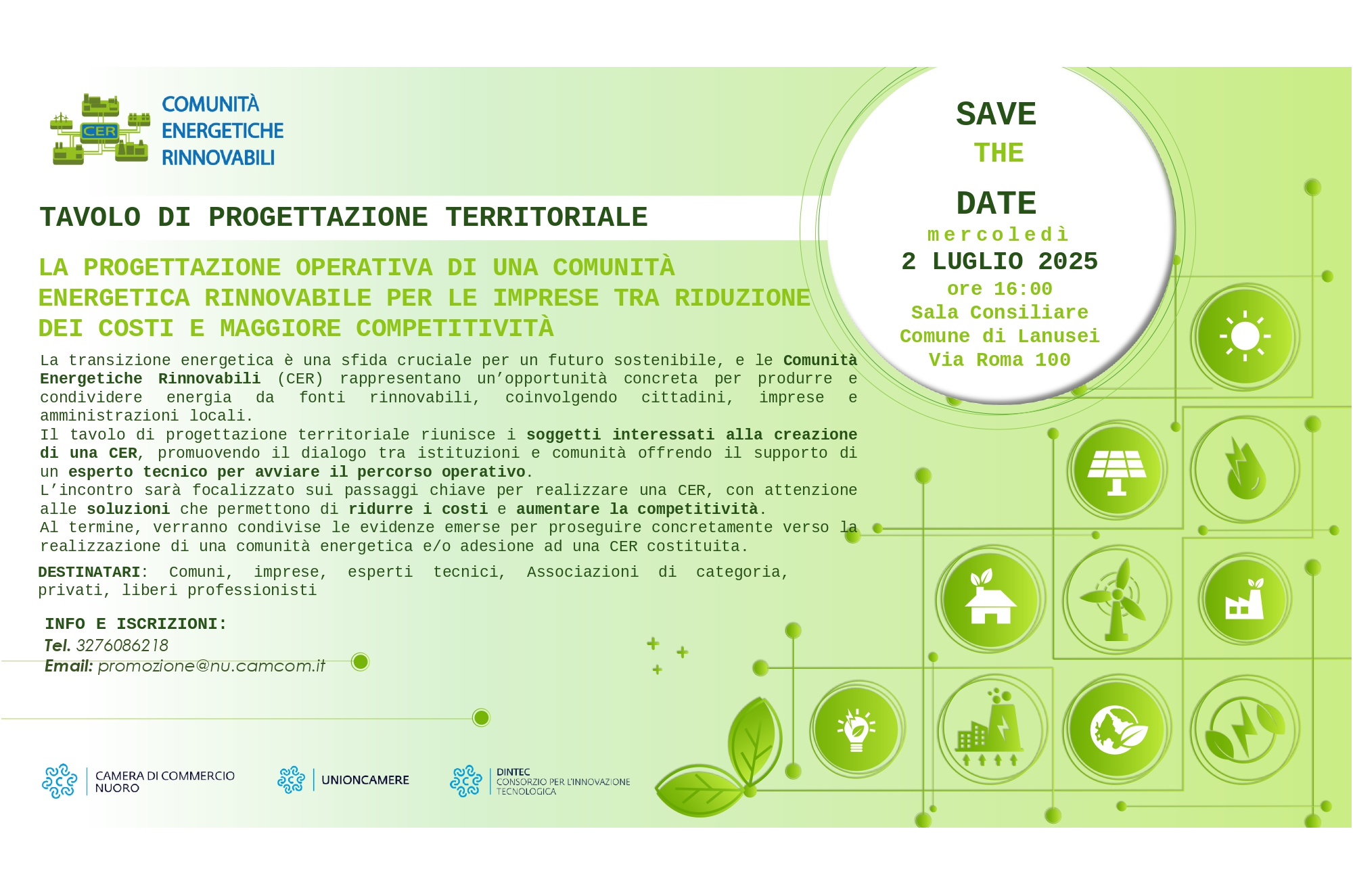 Incontro "Transizione energetica: la progettazione operativa di una comunità energetica rinnovabile per le imprese" | Lanusei 02/07