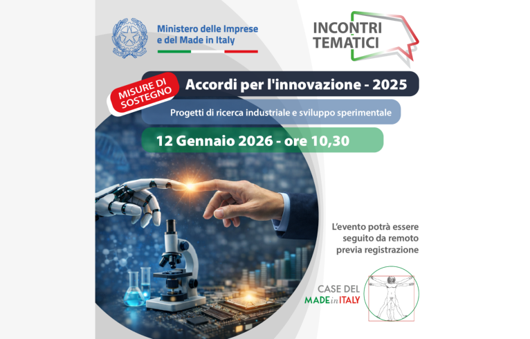 Visualizza il contenuto: Accordi per l’innovazione – Bando 2025: webinar informativo il 12 gennaio 2026