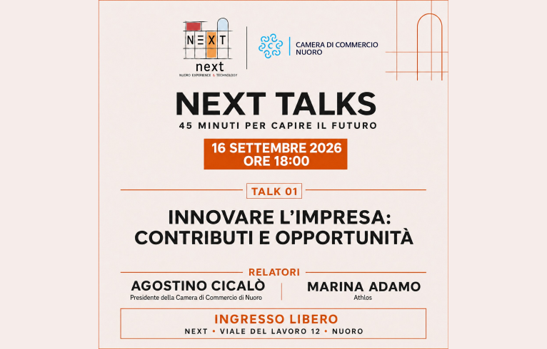 Visualizza il contenuto: NEXT TALKS: “Innovare l’impresa: contributi e opportunità” | 16 settembre 2026