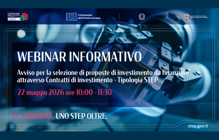 Visualizza il contenuto: PR Sardegna FESR 2021-2027 | Contratti di investimento STEP: il 22 maggio un webinar informativo dedicato all’avviso